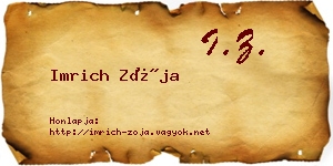 Imrich Zója névjegykártya